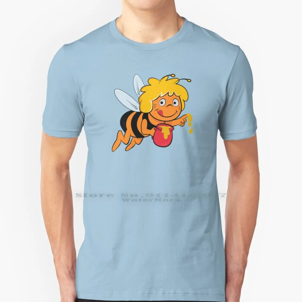 Maya The Bee - Tv Cartoons T Shirt 100% Puro Cotone Maya Bee Germany Retro Tv Vintage Series Cartoons Retro Vintage 70S 80S