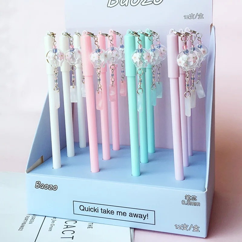 Kawaii Wind Chimes гелевая ручка Милая подвеска черные чернила для ручек нейтральные