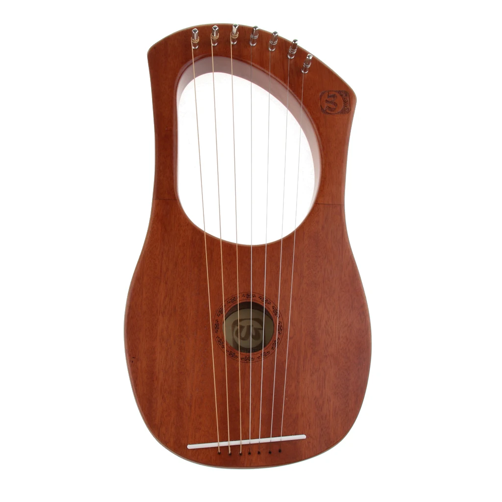 

7 Strings Mahogany Wood Harp Lyre with Strings Bag String Instrument
