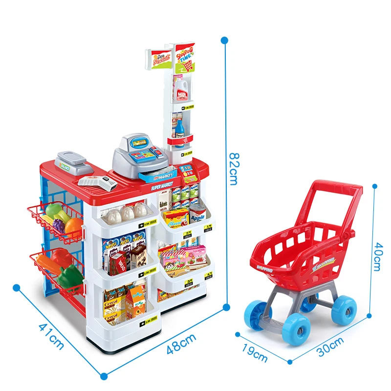 New Big Size Kitchen Set 82cm Height Plastic Pretend Play Toy With Light Kids Kitchen Cooking Supermarket Play Food Cart Toy D76 2