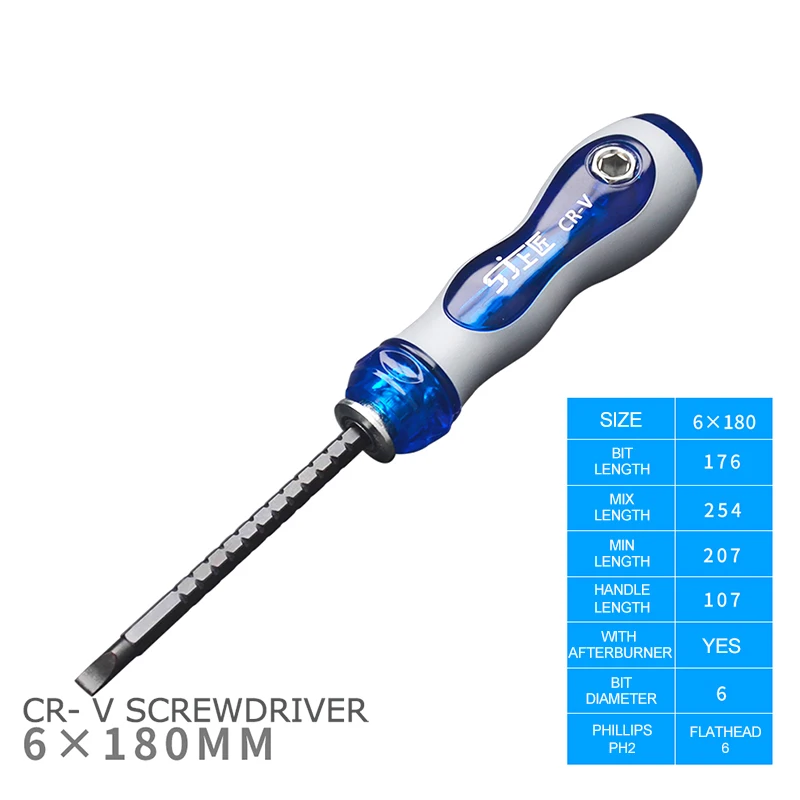 6x180 KINDLOV Screwdriver Set Precision Impact Ratchet Screw Driver Magnetic Phillips Bit Set Multitools For Electrician Repair Tools - Color: 6x180