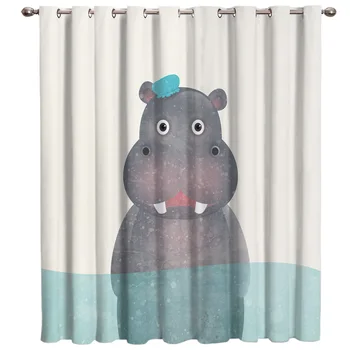 

Hippopotamus Bathing Animal Theme Room Curtains Large Window Window Curtains Dark Living Room Bathroom Bedroom Home Decor