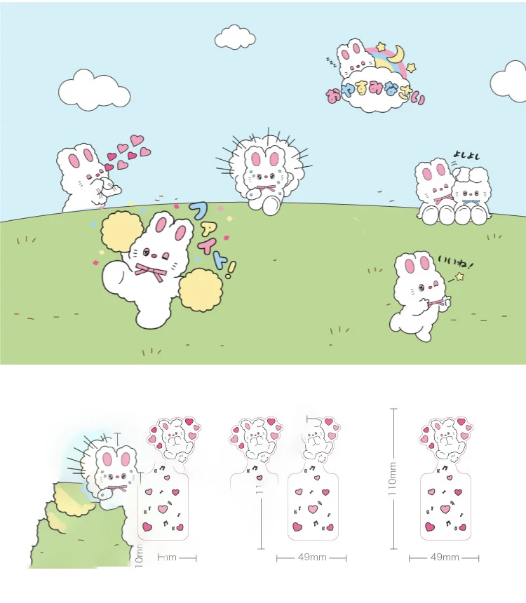 100Pcs/Pack Rabbit stickerFor Kids DIY Diary Scrapbooking Photo Ablums