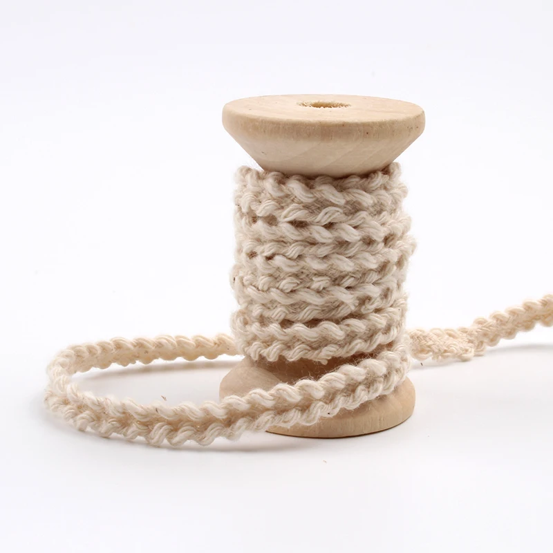 5mm Natural Beige Cotton Tape For Scrapbook Wedding Gift Box Decoration Ribbons Cotton Lace trims Accessories 10yards