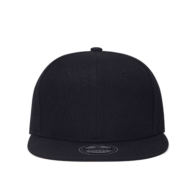 High Quality Men's Straight Cap Flat Peak Hip Hop Snapback Cap Women Solid Black Baseball Hat Wool Polyester Flat Bill Casquette 2