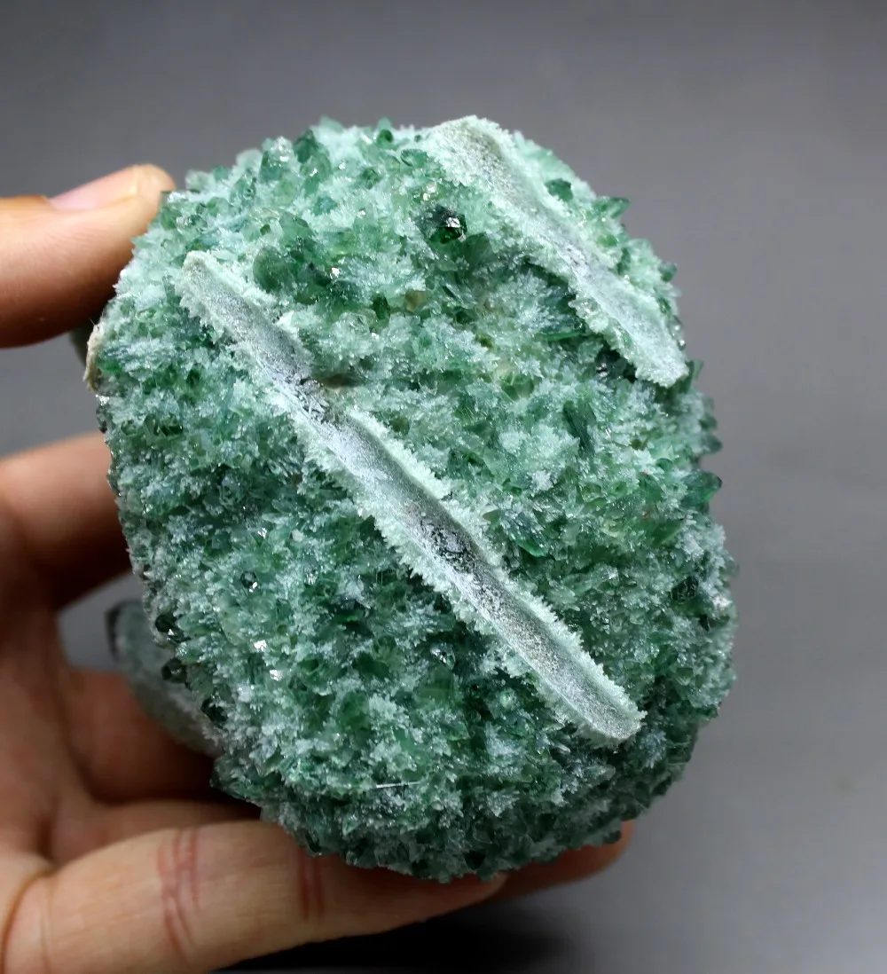 508g Natural Green Ghost Phantom Quartz Crystal Cluster Crystals and stones Healing Specimen Free wooden base