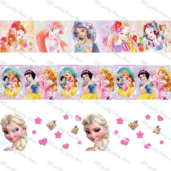 

Princess printed grosgrain ribbon/16mm printed elastic foe ribbons DIY hair bows Sewing webbing 50 yards