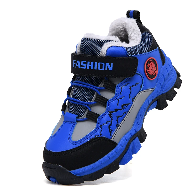 

2019 Winter With Fur Big Boy Designer Sneakers Rubber Anti-Slip Children School Sport Trainers Outdoor Boy Sport Shoe Size 31-40