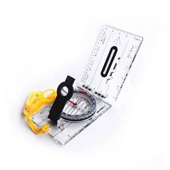 

（2 Sold）Folding Compass Multi Functional Map Feet Map Scale Compass Portable ABS Outdoor Hiking Camping Travel Base Plate Ruler
