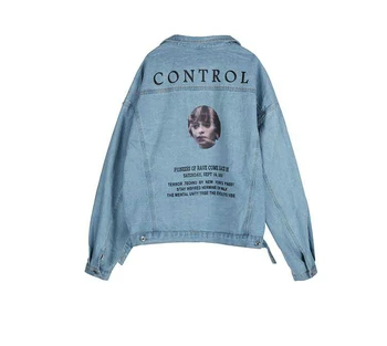 

New women's spring and autumn denim coat female students Korean loose personality fashion women's new printed denim