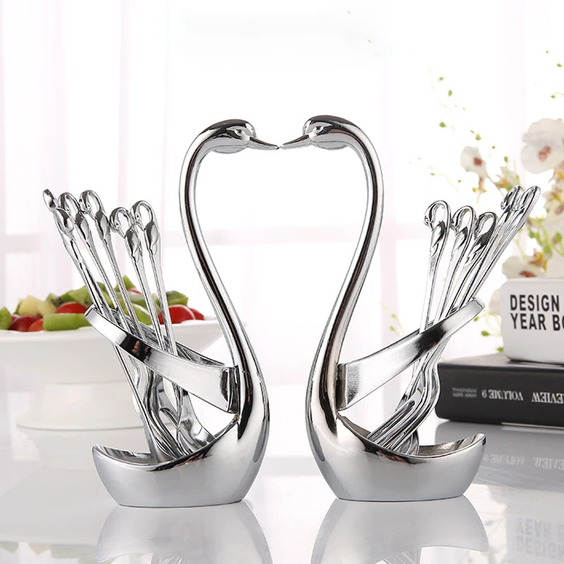 Инструменты в виде лебедя столовые приборы из нержавеющей стали набор ложек
