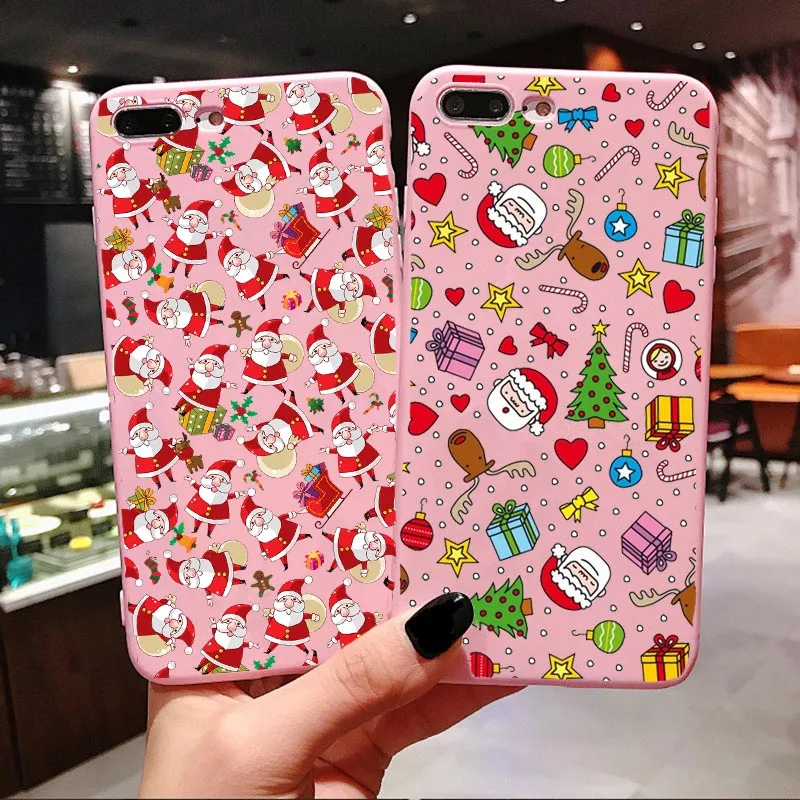 

Merry Christmas Vogue girl Case For iPhone 11 Pro Max New Year elk Pink Soft Phone Cover For iPhone X 6 6S 7 8 Plus Xs XR XS MAX
