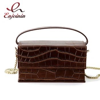 

Genuine Leather Box Handbag Women Summer Fashion Crocodile Pattern Small Square Shoulder Messenger Bags Female New Elegent Bolsa
