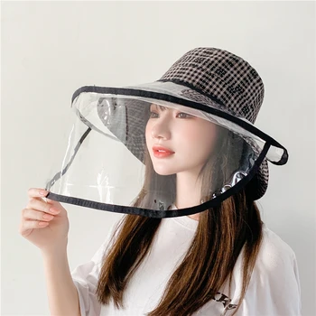 

COKK Bucket Hat Women Summer Hat With Plastic Shield Face Full Cover Anti Spitting Eye Protection Dustproof Removable