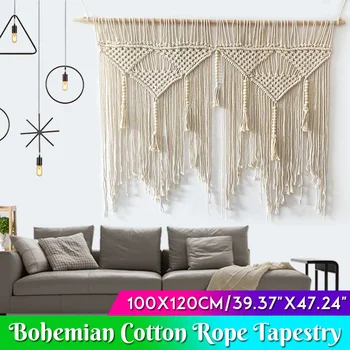 

Nordic Macrame Wall Hanging Tapestry HandWoven Cotton Small Wall Tapestry Bohemian Tapestry Geometric Art Living Room Home Decor