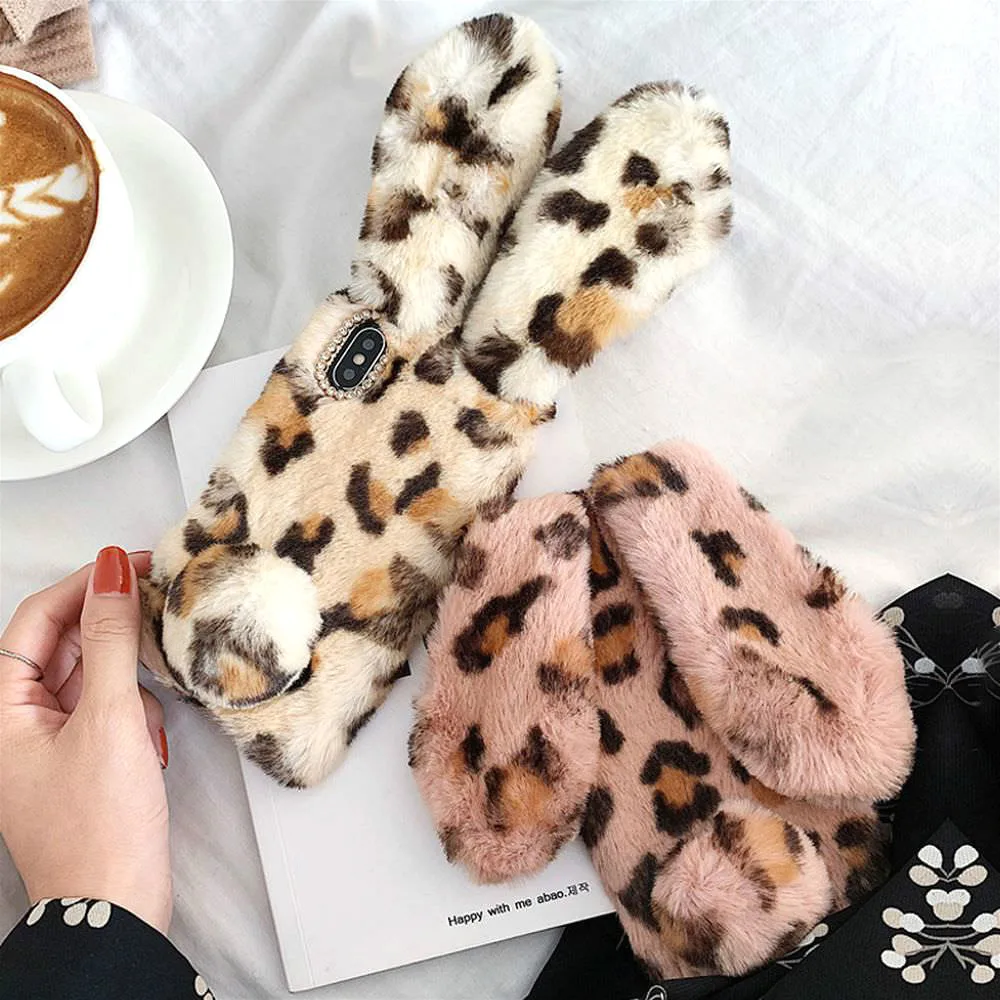 Leopard Case for Apple IPhone 11 Pro XR XS MAX X 6 S 7 8 Plus SE 2020 Cute Shockproof Back Cover Soft Fluffy Fur Hair Coque |