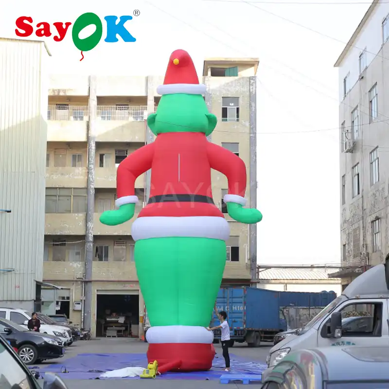 Inflatable Christmas Grinch As Santa 10ft 28ft Tall Christmas
