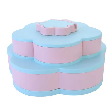 

Creative Double-Layer Petal Candy Box Nuts Case Snack Storage Box Container Living Room Rotating Fruit Plate Desktop Organizer