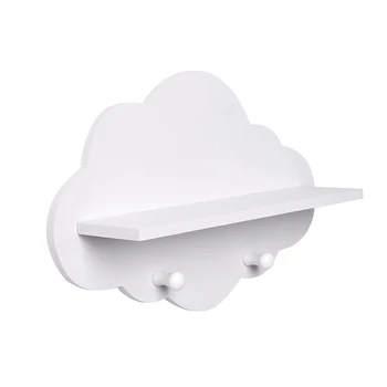 

Cloud Shape Storage Shelf Wall Mount Display Wall Hang White Hooks DIY