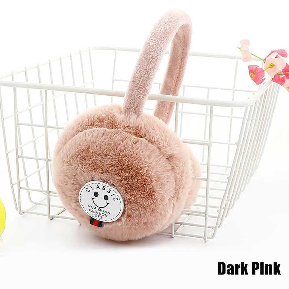 Smile-DarkPink-Adult Детские теплые зимние наушники с котом; женские милые плюшевые наушники для девочек; Детская повязка на голову; круглые наушники - Цвет: Smile-DarkPink-Adult