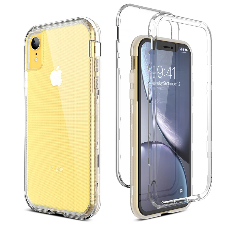 3 в 1 прозрачный жесткий чехол для iPhone X XS Прозрачный ударопрочный из