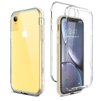 

3 in 1Transparent Hard Case for iPhone X XS Clear Shockproof Cover PC Silicone Bumper Case for iPhone XR Case capa