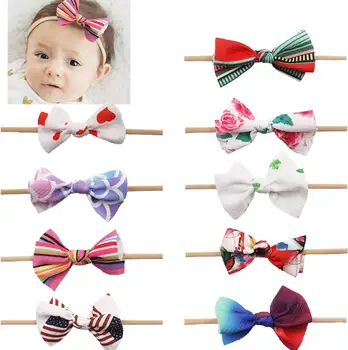 

9 Pcs Baby Girl Nylon Headbands Newborn Knotted Hair Bands Rainbow Colorful Hair Bows for Infant Toddlers Girl Kids