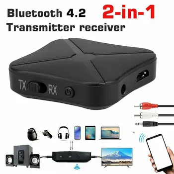 

2in1 Bluetooth 4.2 Receiver Transmitter Audio Music Stereo Wireless Adapter Audio Converter A2DP RCA 3.5MM AUX Jack TV Car PC