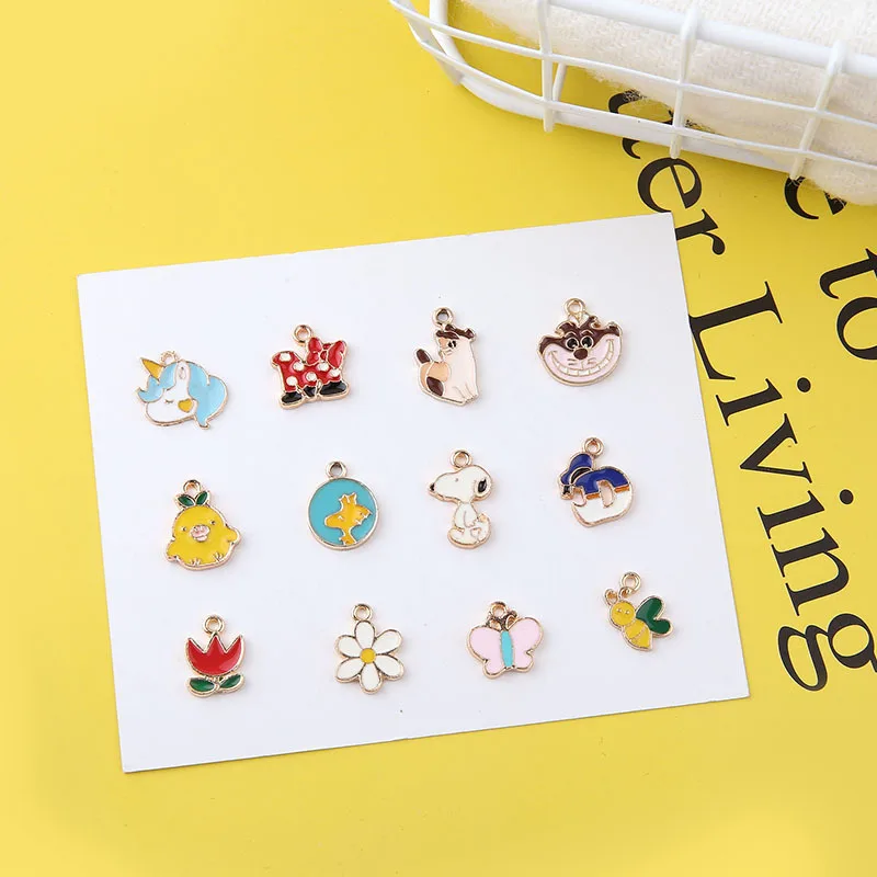 

10pcs Animals Alloy Enamel Charms Drop Oil Flower Unicore Bee Pendants Floatings DIY Earring Bracelet Jewelry Accessoryies FX484