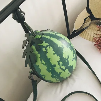 

Funny bag PU Box Shoulder Bags Fruit simulation watermelon Strawberry orange Single Casual handbag purse High-capacity
