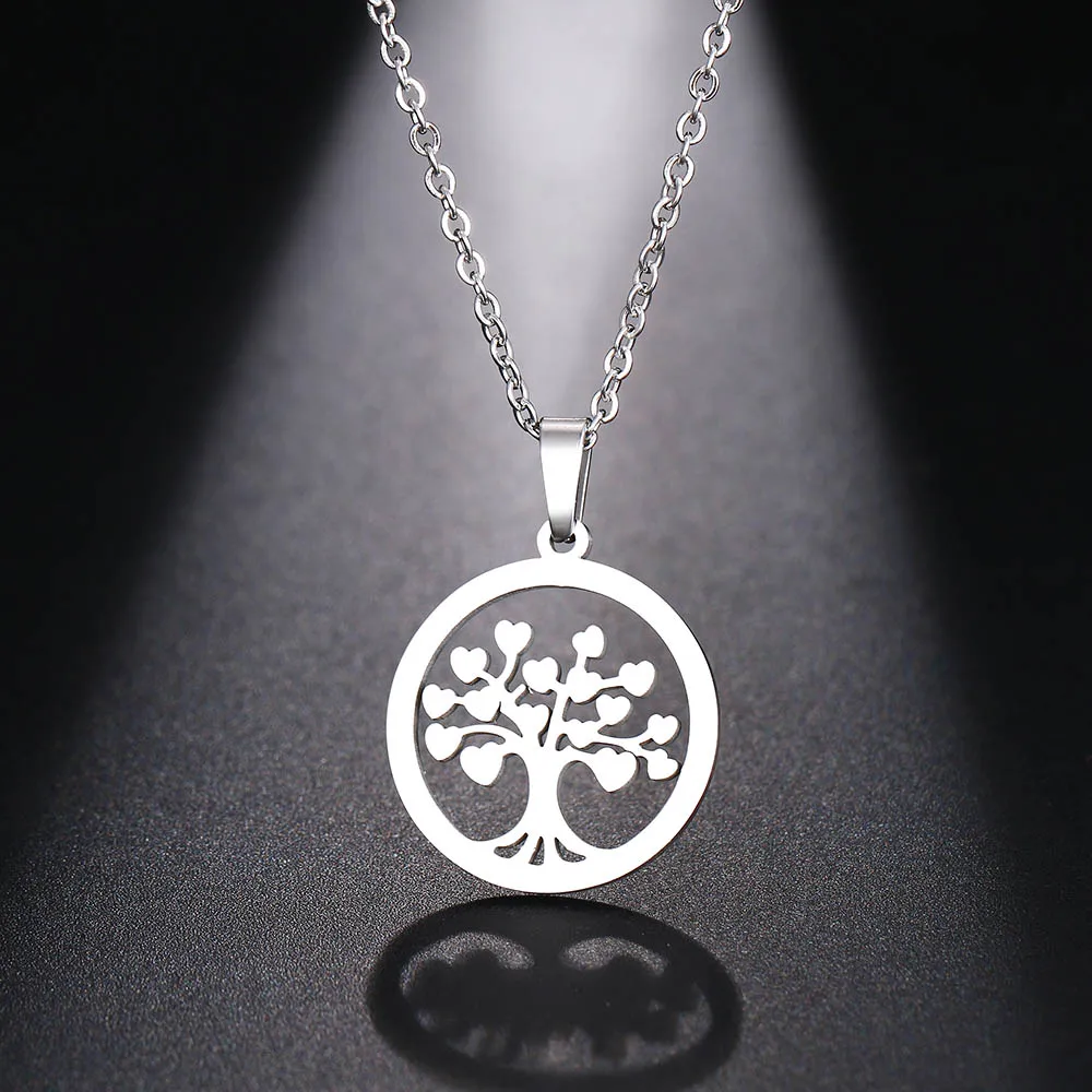 DOTIFI, ожерелье из нержавеющей стали для женщин, мужчин, сердце, дерево, кулон, колье, ожерелье, обручальное украшение - Окраска металла: Silver