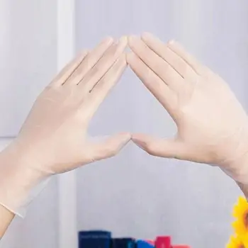 

40 Pcs Disposable Transparent PVC Gloves Anti Dust Safety Comfortable Elastic Gloves Portable Car Homehold Clean Gloves Guantes