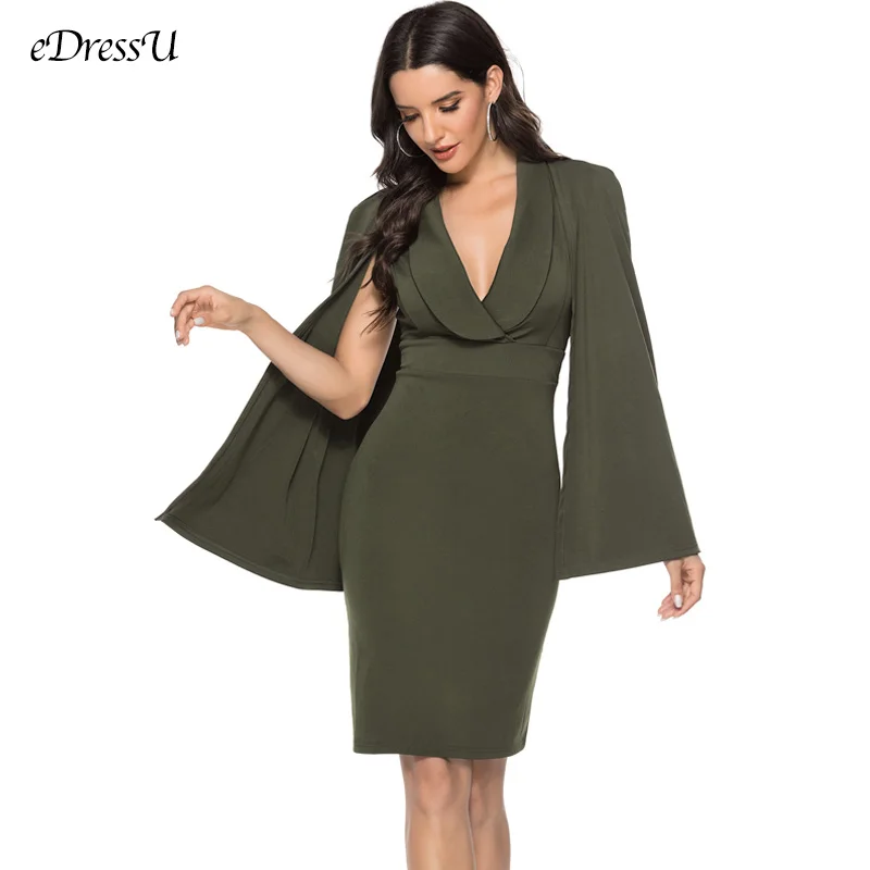 2021 Evening Party Dress Cape Vestido de Fiesta Batwing Sleeve Elegant Formal Bodycon Bandage Office LMT-5235 | Женская одежда
