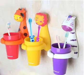 

Cute Animal Child Kid Toothbrush Set With Toothbrush Rinse Cup And Holder Bathroom Accessories Toothpaste Holder Shelf Kid Gift