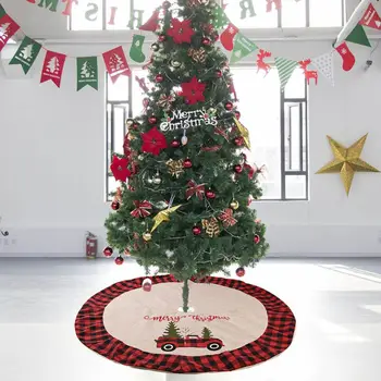 

120cm Christmas Tree Skirt Lattice Car Floor Mat Cover Ornament Xmas Decoration M68E