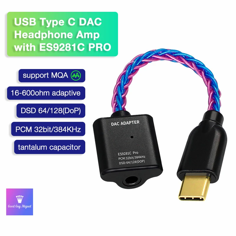 Portable DAC USB C Amp MQA Amplifier for Audiophiles Headphone Dongle 32bit ESS ES9281C PRO DSD128 Android Win10 | Мобильные