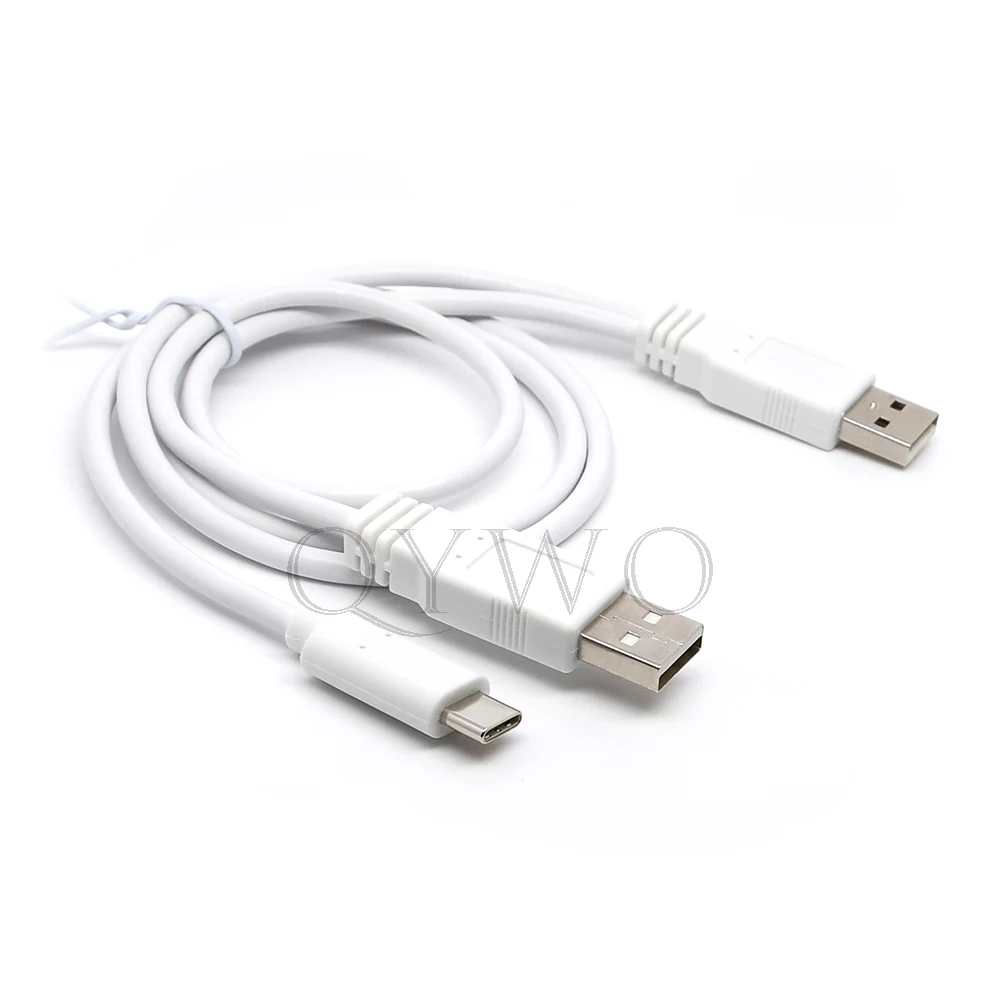Белый USB 3,1 Тип C кабель USB-C двойной USB2.0 A входящий штекер Экстра Мощность данных Y кабель 60 см для сотового телефона и жесткого диска