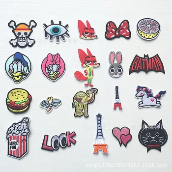 

100pcs/lot Embroidery Patches Fox Dragonfly Camel Cat Towel Backpack Clothing Decoration Accessories Iron Heat Transfer Applique