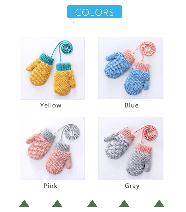 baby accessories New Arrival Winter Baby Boys Girls Knitted Gloves Warm Full Finger Mittens Gloves with Rope For Children Toddler Kids 2-4Years cheap baby accessories	