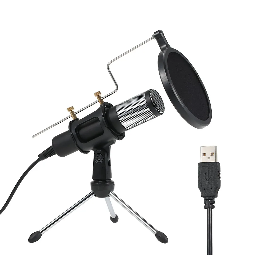 Профессиональный конденсаторный микрофон USB Plug and Play Home Studio Podcast вокальные записывающие микрофоны с мини-микрофоном с подставкой с двойной раскладкой