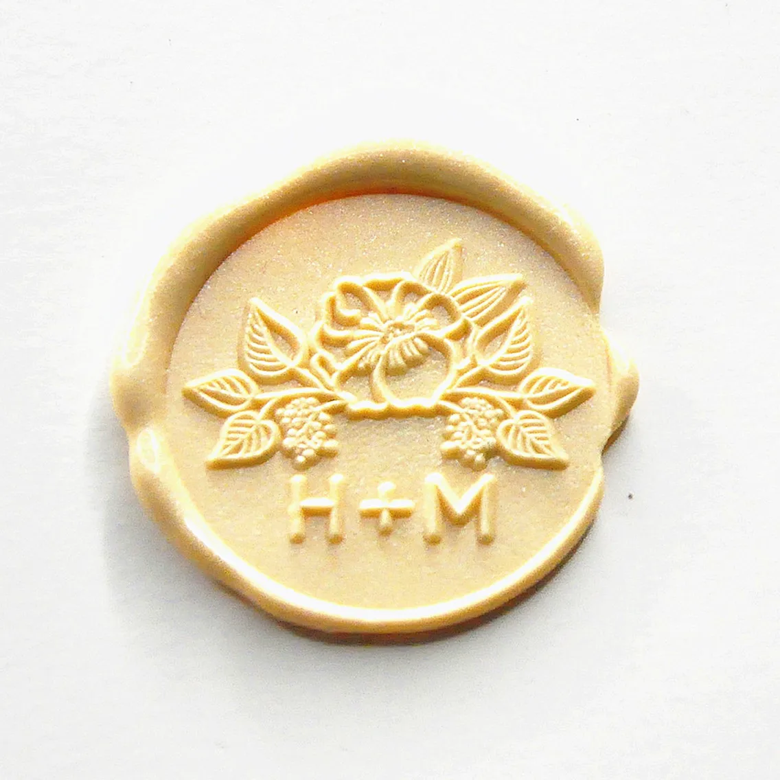 Пользовательские две инициалы с цветком вензеля воск печать штамп для