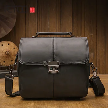 

AETOO Handmade leather shoulder bag, men's casual messenger bag, anti-theft leather handbag