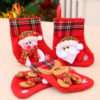 

Christmas Xmas Tree Hanging Party Tree Decor Santa Stocking Sock Gift Candy Bags Lovely Gift Bag For Children Fireplace Tree #21