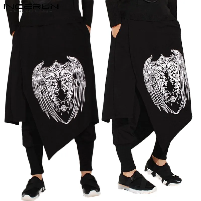 INCERUN 2020 Men Harem Pants Print Retro Drop Crotch Joggers Trousers Male Punk Baggy Loose Nepal Style Double Layer Pants 5XL INCERUN 2020 Men Harem Pants Print Retro Drop Crotch Joggers Trousers Male Punk Baggy Loose Nepal Style Double Layer Pants 5XL