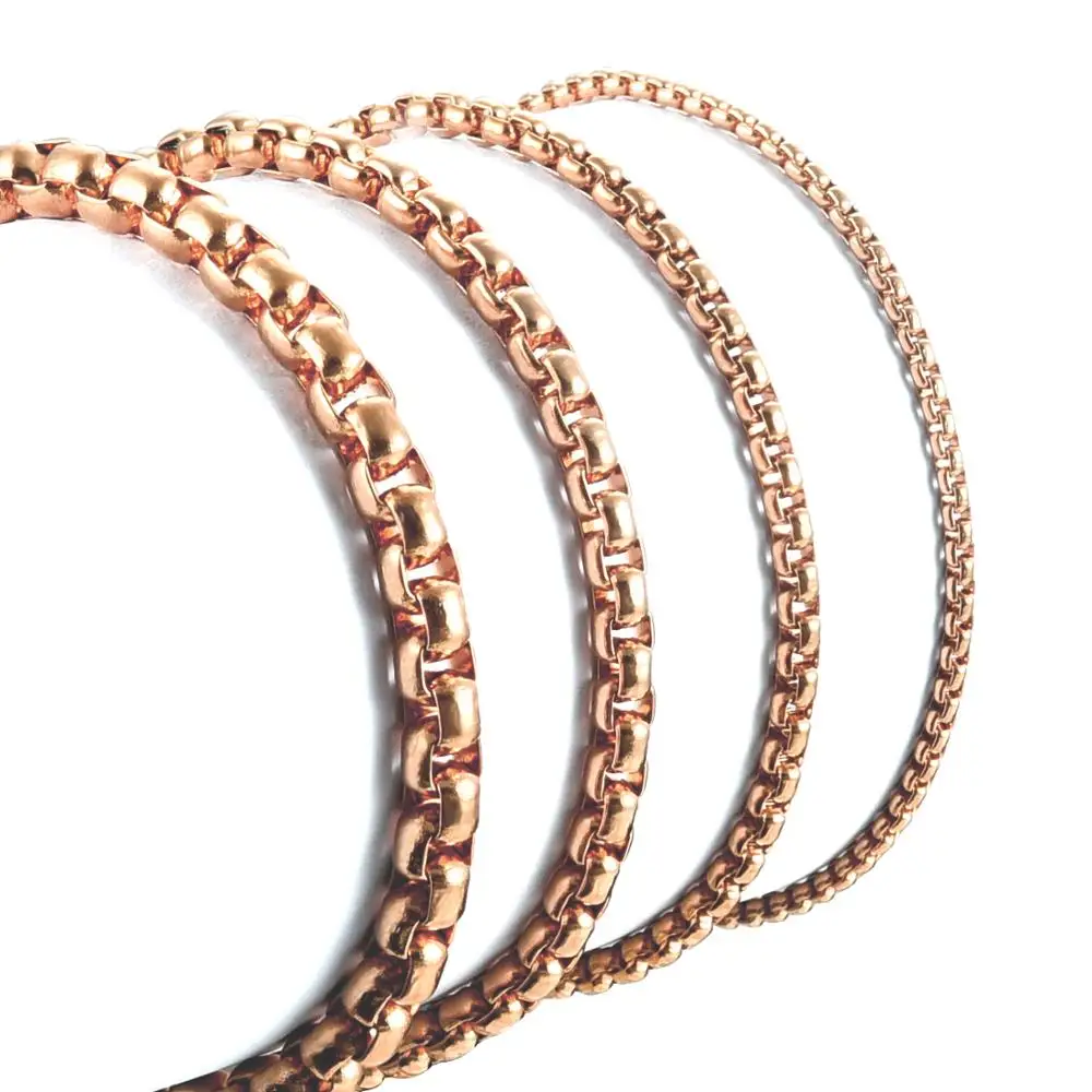 Ожерелье из нержавеющей стали цвета розового золота ширина 2 мм/3 мм/4 мм/5 мм