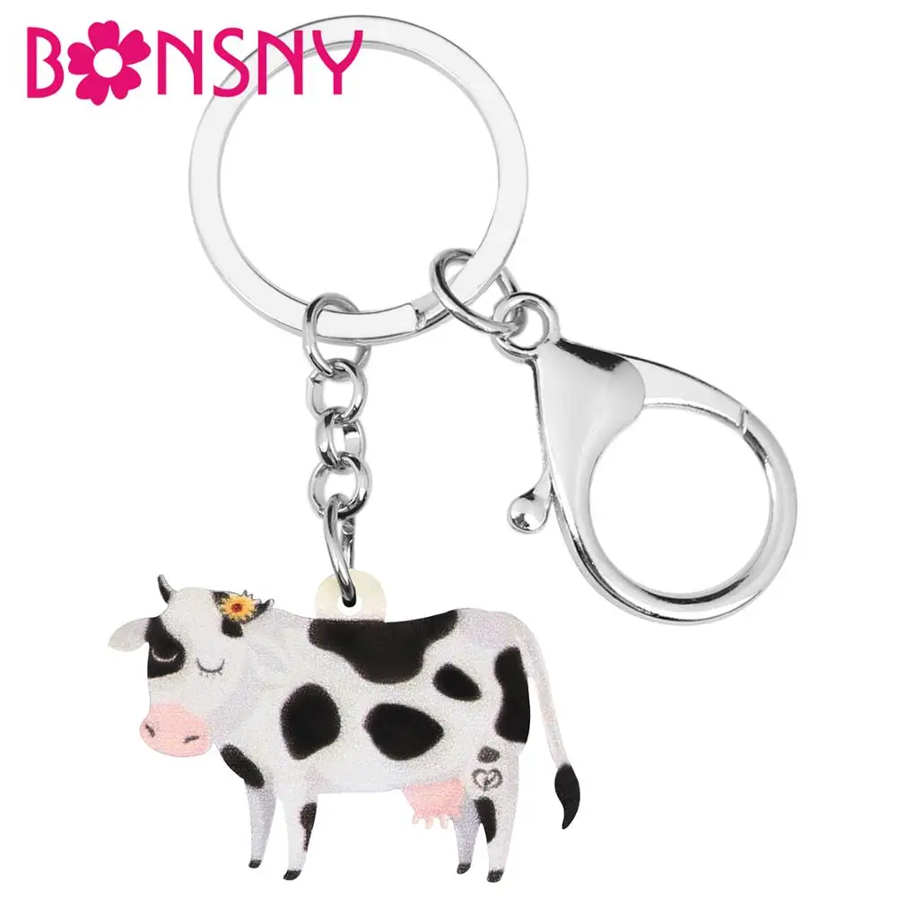 Bonsny акриловый молочный скот корова брелок ферма животное для женщин Девушка