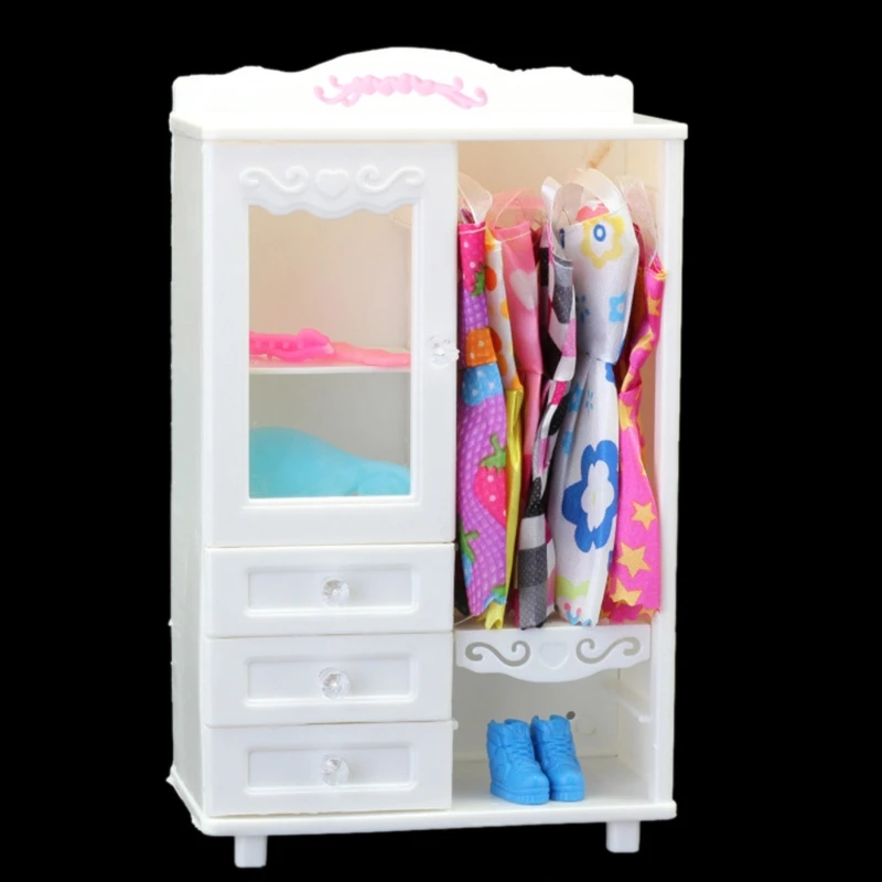 New Luxury White Wardrobe Closet Accessories Furniture Girls Gifts For Babie Doll | Игрушки и хобби