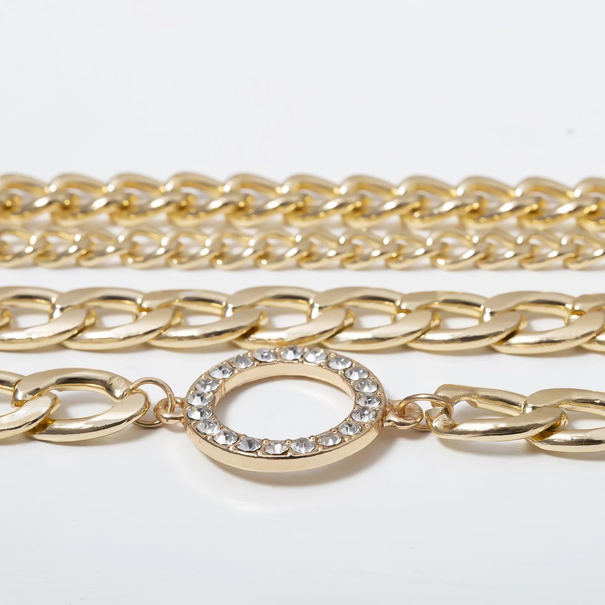 New Steampunk Gold Silver Cuban Chain Choker Necklace Female Multilayer Crystal Rhinestone Chunky Chain Necklaces for Women