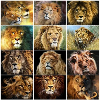 

HUACAN Full Square Diamond Painting Cross Stitch Lion DIY Diamond Art Embroidery Animal Mosaic Handmade Home Decor