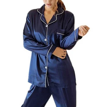 

Women's Silk Satin Pajamas Pyjamas Set Long Sleeve Sleepwear Pijama Pajamas sleep top and pants Suit
